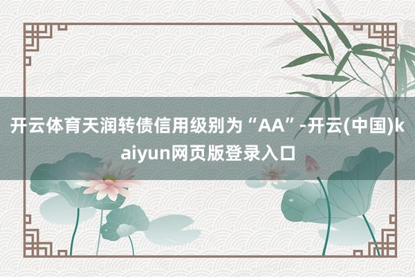开云体育天润转债信用级别为“AA”-开云(中国)kaiyun网页版登录入口