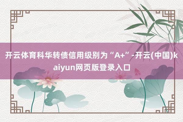 开云体育科华转债信用级别为“A+”-开云(中国)kaiyun网页版登录入口