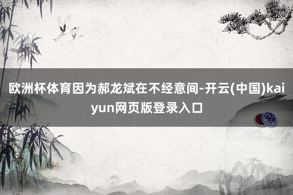 欧洲杯体育因为郝龙斌在不经意间-开云(中国)kaiyun网页版登录入口